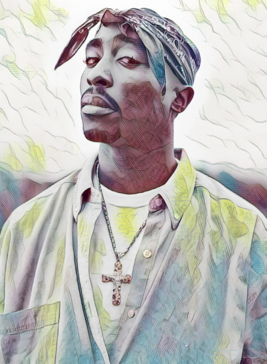 Tupac Shakur (illustration d'après la photo de Dana Lixenberg)